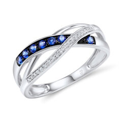 Balto aukso žiedas moterims su briliantais ir safyrais Brasco 59798 kaina ir informacija | Žiedai | pigu.lt