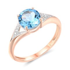 Auksinis žiedas moterims su briliantais ir topazu Brasco 59800 kaina ir informacija | Žiedai | pigu.lt