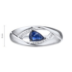 Balto aukso žiedas moterims su briliantais ir safyru Brasco 59810 kaina ir informacija | Žiedai | pigu.lt