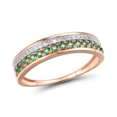 Auksinis žiedas su briliantais ir smaragdais Brasco 59813 59813-17.5 kaina ir informacija | Žiedai | pigu.lt