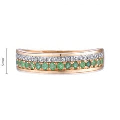 Auksinis žiedas su briliantais ir smaragdais Brasco 59813 59813-17.5 kaina ir informacija | Žiedai | pigu.lt