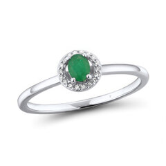 Balto aukso žiedas moterims su briliantais ir smaragdu Brasco 59816 kaina ir informacija | Žiedai | pigu.lt