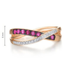 Золотое кольцо с бриллиантами и рубинами Brasco 59818 59818-18 цена и информация | Кольцо | pigu.lt