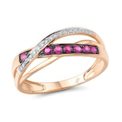 Auksinis žiedas su briliantais ir rubinais Brasco 59818 59818-18 kaina ir informacija | Žiedai | pigu.lt