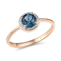 Auksinis žiedas moterims su briliantais ir London topazu Brasco 59825 kaina ir informacija | Žiedai | pigu.lt