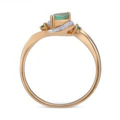 Золотое кольцо с бриллиантами и изумрудами Brasco 59829 59829-18.5 цена и информация | Кольца | pigu.lt