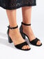 Elegantiški juodi zomšiniai moteriški sandalai (-) 0000296551293 kaina ir informacija | Basutės moterims | pigu.lt
