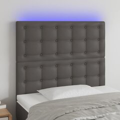 Galvūgalis su led, pilkas, 90x5x118/128cm kaina ir informacija | Lovos | pigu.lt