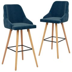 Барные стулья, 2шт., цвет синий, бархат цена и информация | Стулья для кухни и столовой | pigu.lt