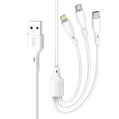 XO cable NB230 3w1 USB - Lightning + USB-C + microUSB 1,0m 2,4A white цена и информация | Кабели для телефонов | pigu.lt