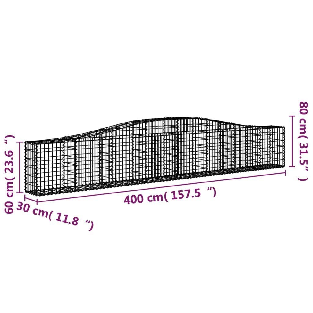 Išlenkti gabiono krepšiai, 400x30x60/80cm, 7 vnt kaina ir informacija | Tvoros ir jų priedai | pigu.lt