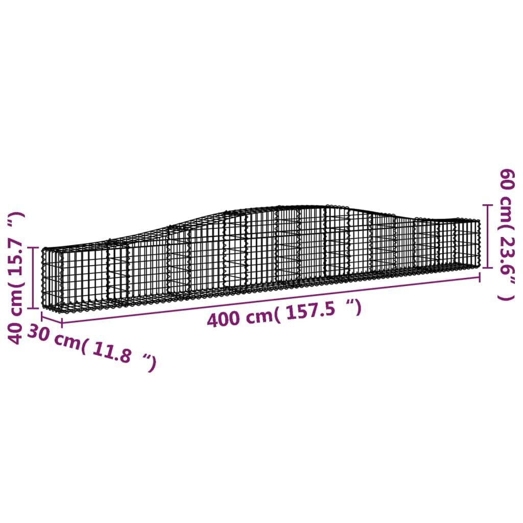 Išlenkti gabiono krepšiai, 400x30x40/60cm,8 vnt kaina ir informacija | Tvoros ir jų priedai | pigu.lt