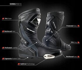  Спортивные мотоциклетные ботинки Shima RSX-6, чёрные цена и информация | Мото сапоги | pigu.lt