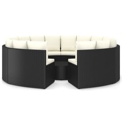 Sodo baldų komplektas su pagalvėlėmis, 9 dalių, juodas цена и информация | Комплекты уличной мебели | pigu.lt