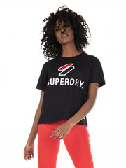 Superdry maškinėliai moterims Sportstyle Classic, juodi цена и информация | Женские футболки | pigu.lt