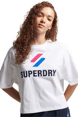 Superdry marškinėliai moterims Code Sl Stacked Apq, balti kaina ir informacija | Marškinėliai moterims | pigu.lt