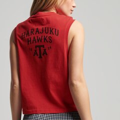 Superdry marškinėliai moterims Vintage Collegiate Tank, raudoni цена и информация | Женские футболки | pigu.lt