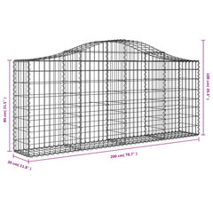 Išlenkti gabiono krepšiai vidaXL 200x30x80/100cm цена и информация | Заборы и принадлежности к ним | pigu.lt