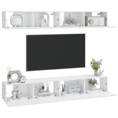 Sieninės TV spintelės, 4vnt., 100x30x30cm, balta blizgi spalva kaina ir informacija | TV staliukai | pigu.lt