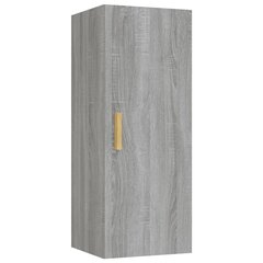 Sieninė spintelė, Apdirbta mediena, 34,5x34x90cm, pilka ąžuolo spalva kaina ir informacija | Svetainės spintelės | pigu.lt