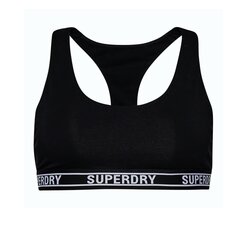 Superdry sportinė liemenėlė moterims Logo Crop top, juoda kaina ir informacija | Sportinė apranga moterims | pigu.lt