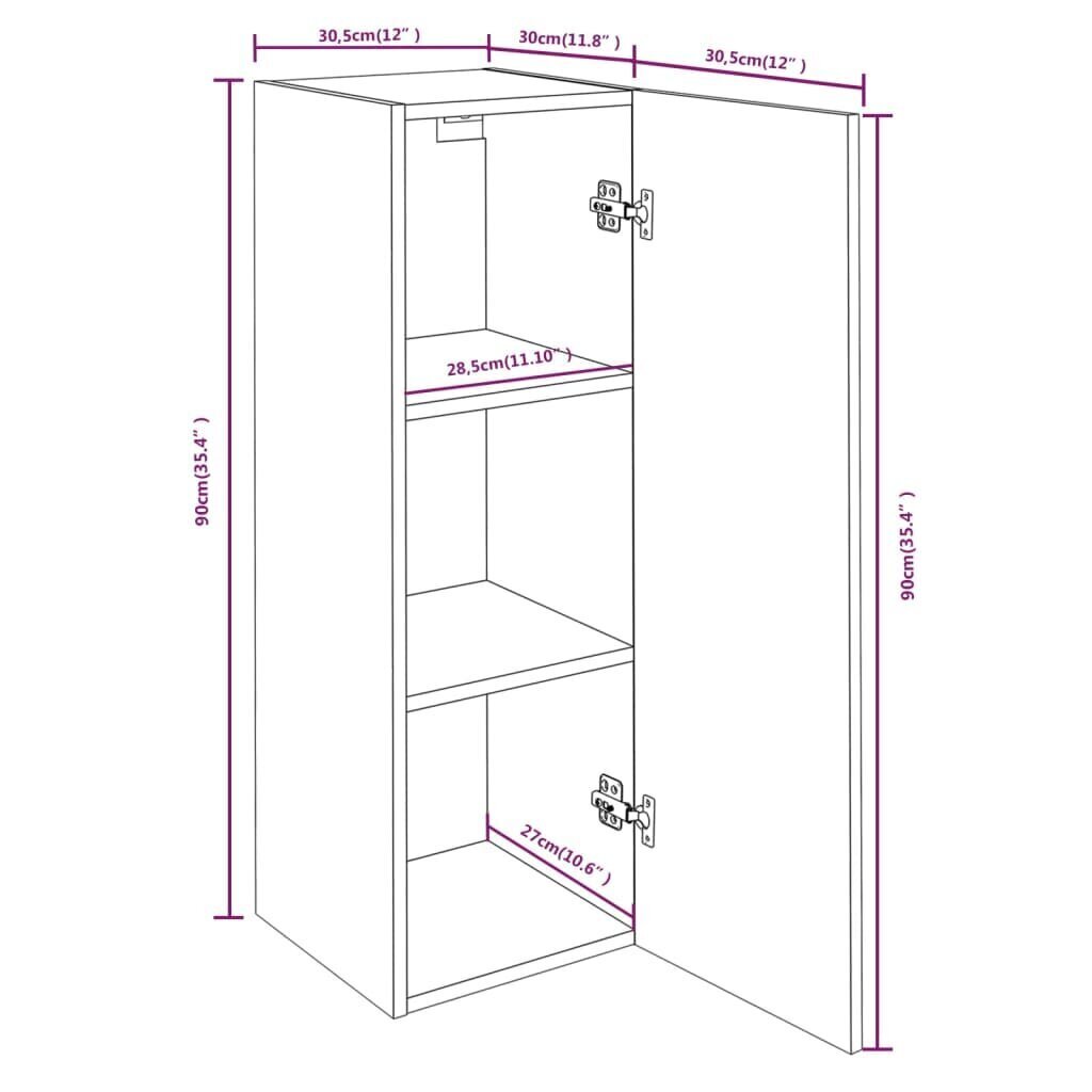 TV spintelės, Mediena, 4vnt., 30,5x30x90cm, ruda ąžuolo spalva kaina ir informacija | Svetainės spintelės | pigu.lt