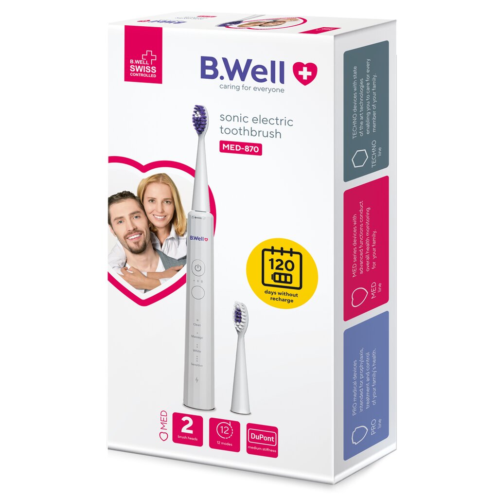 B.Well MED-870 kaina ir informacija | Elektriniai dantų šepetėliai | pigu.lt