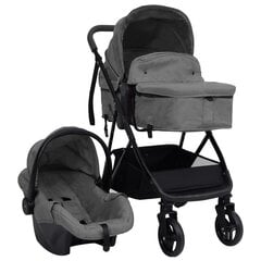 Vaikiškas vežimėlis 3-1, šviesiai pilkas/juodas, plienas kaina ir informacija | Vežimėliai | pigu.lt
