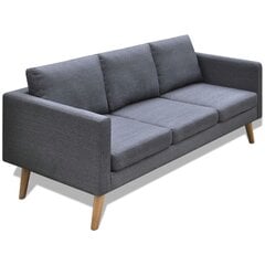 Tamsiai pilka trivietė audiniu aptraukta sofa kaina ir informacija | Sofos | pigu.lt