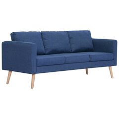 Trivietė sofa, mėlyna, audinys цена и информация | Диваны | pigu.lt