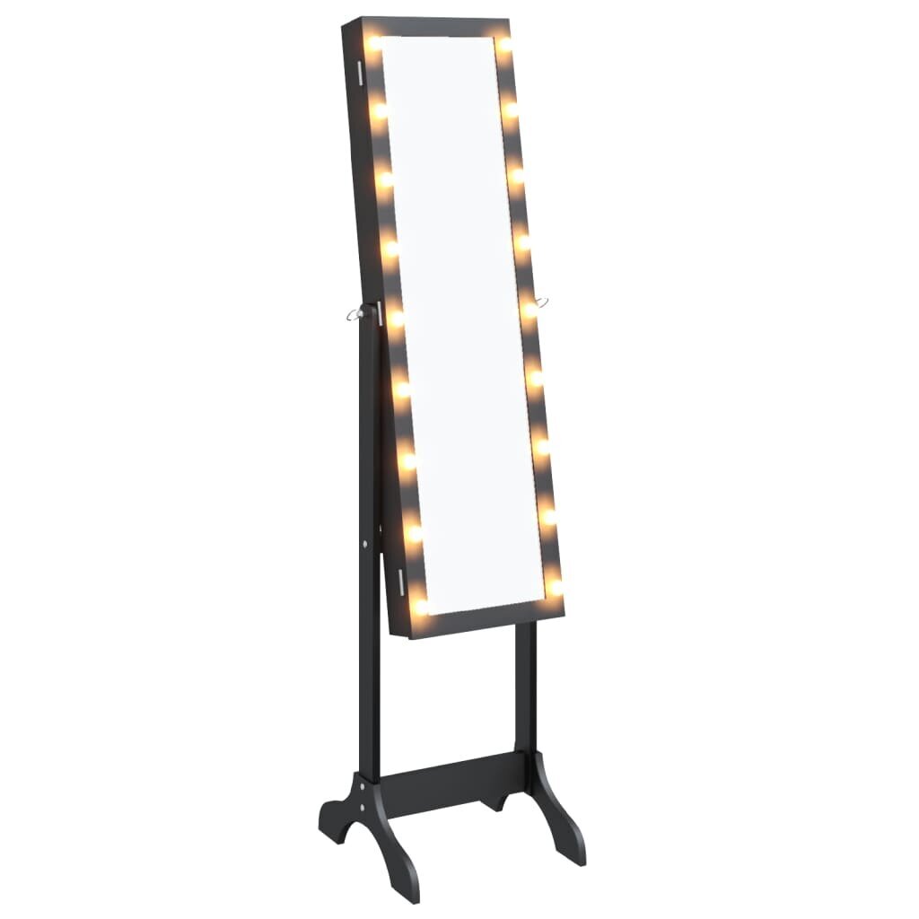 vidaXL Laisvai pastatomas veidrodis su LED, juodas, 34x37x146cm цена и информация | Veidrodžiai | pigu.lt