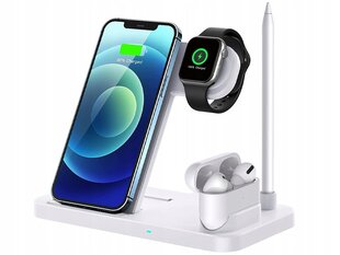 Беспроводное зарядное устройство Qi 4in1 10 Вт для iPhone/AirPods/Watch/Pen цена и информация | Зарядные устройства для телефонов | pigu.lt