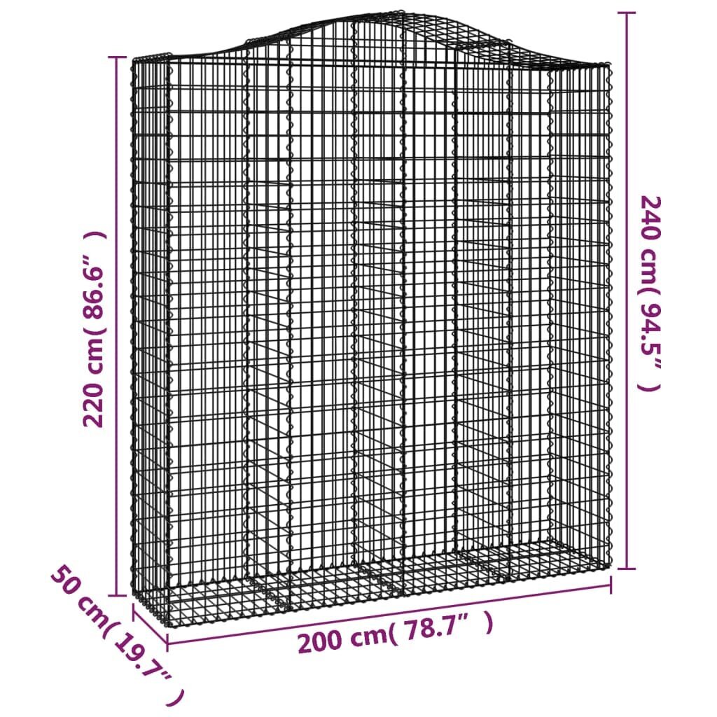 Išlenkti gabiono krepšiai, 200x50x220/240cm, 4 vnt цена и информация | Tvoros ir jų priedai | pigu.lt