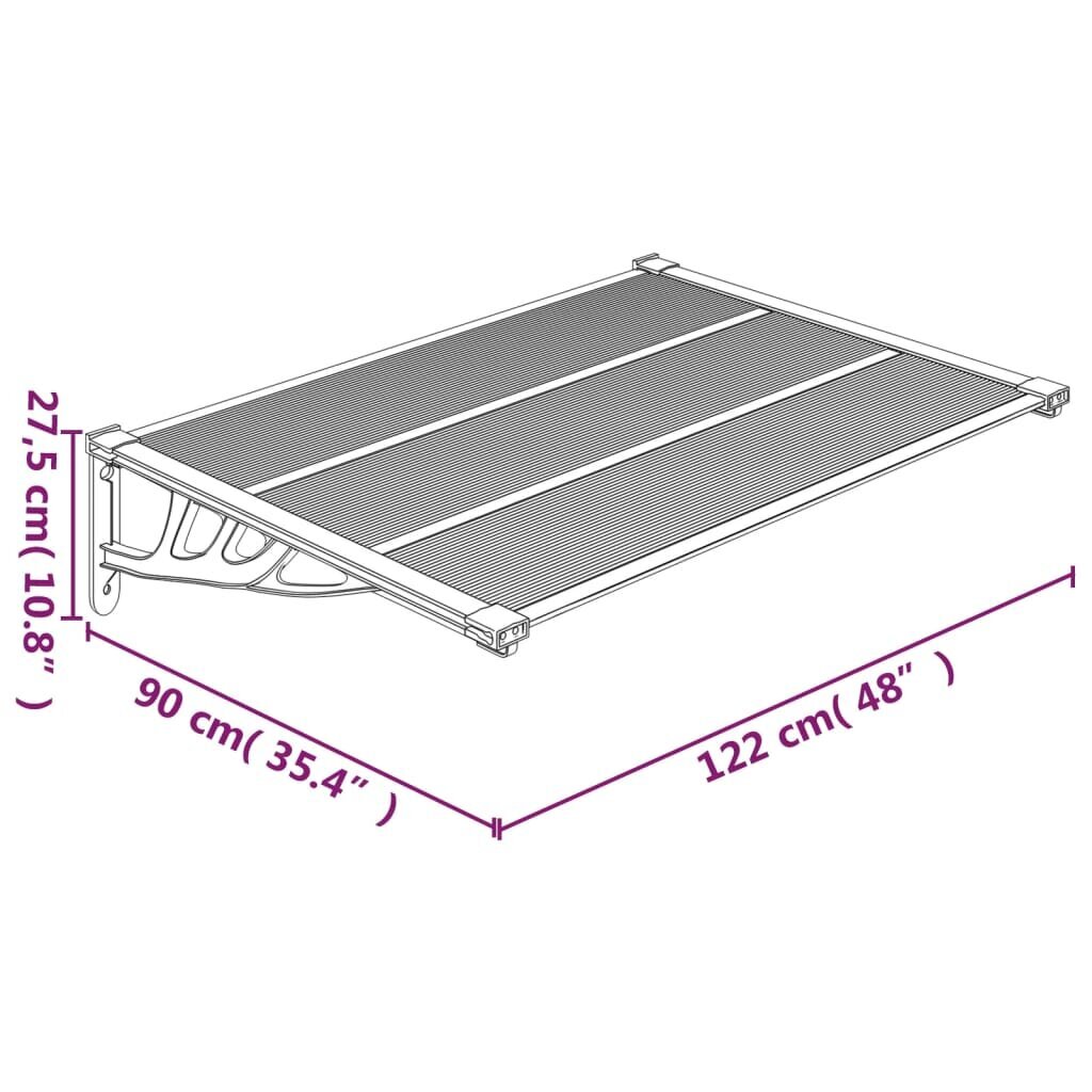 vidaXL Stogelis durims, juodos spalvos, 122x90cm, polikarbonatas цена и информация | Skėčiai, markizės, stovai | pigu.lt