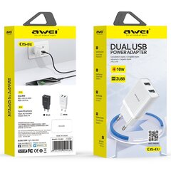 Įkroviklis Awei C15-EU 2xUSB-A 10W baltas kaina ir informacija | Krovikliai telefonams | pigu.lt