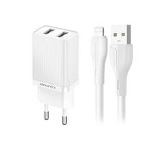 Įkroviklis Awei C15L-EU 2xUSB-A 10W + USB to Lightning baltas kaina ir informacija | Krovikliai telefonams | pigu.lt