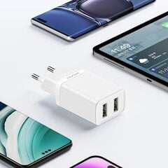 Сетевая зарядка Awei C15L-EU 2xUSB-A 10W + USB to Lightning cable белая цена и информация | Зарядные устройства для телефонов | pigu.lt