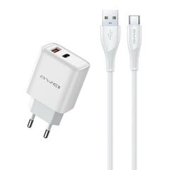 Įkroviklis Awei PD81T-EU USB-A/USB-C + USB to USB-C cable baltas kaina ir informacija | Krovikliai telefonams | pigu.lt