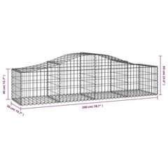 Išlenkti gabiono krepšiai vidaXL 200x50x40/60cm цена и информация | Заборы и принадлежности к ним | pigu.lt