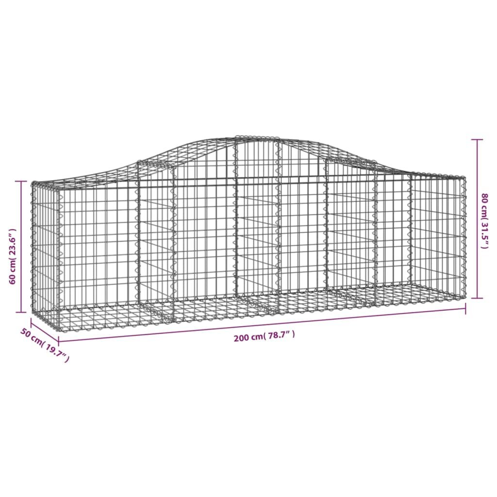 Išlenkti gabiono krepšiai, 8vnt., 200x50x60/80cm цена и информация | Tvoros ir jų priedai | pigu.lt