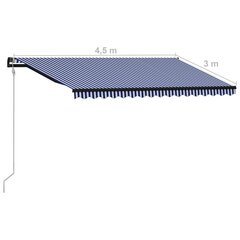 Automatinė ištraukiama markizė, 450x300 cm, mėlyna kaina ir informacija | Skėčiai, markizės, stovai | pigu.lt