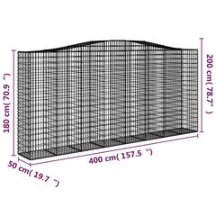 Išlenkti gabiono krepšiai, 400x50x180/200cm, 4 vnt цена и информация | Заборы и принадлежности к ним | pigu.lt