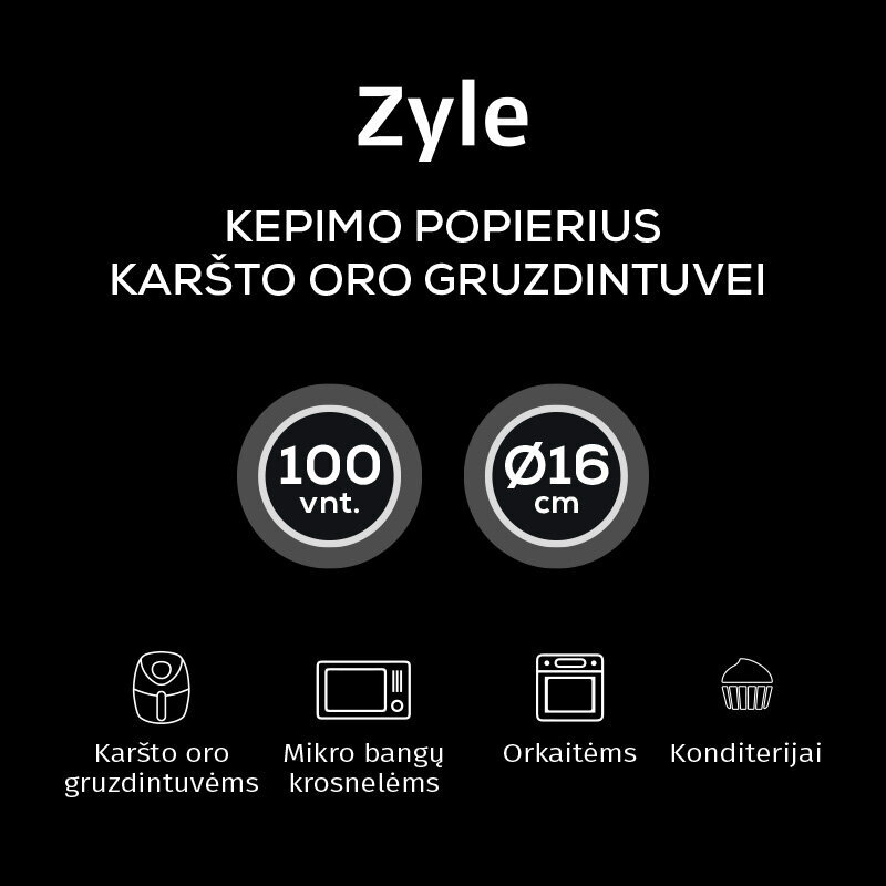 Zyle kepimo popierius karšto oro gruzdintuvei, 100 vnt. kaina ir informacija | Kepimo indai, popierius, formos | pigu.lt