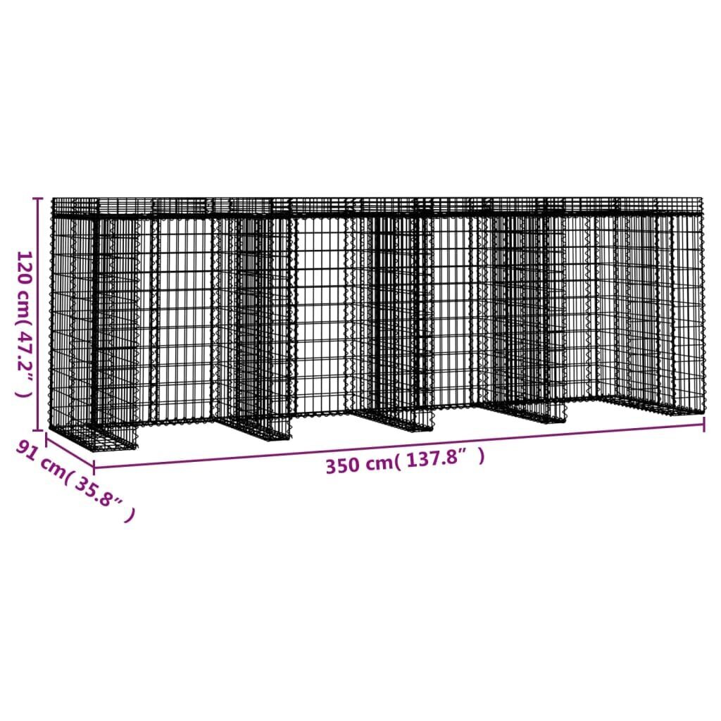 Gabiono siena vidaXL, 350x91x120 cm kaina ir informacija | Tvoros ir jų priedai | pigu.lt