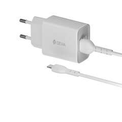 Devia wall charger Smart 2x USB 2,4A white + Lightning cable цена и информация | Зарядные устройства для телефонов | pigu.lt