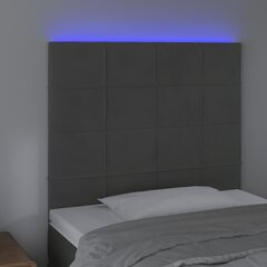 Galvūgalis su LED vidaXL, Aksomas, 100x5x118/128cm, tamsiai pilka kaina ir informacija | Lovos | pigu.lt