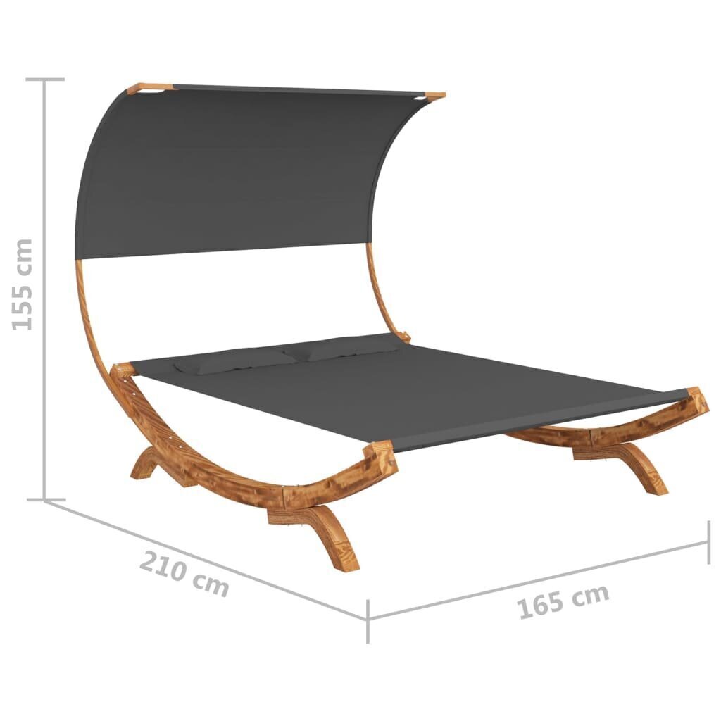 vidaXL Hamakas su stogeliu, antracito, 165x210x155cm, medienos masyvas kaina ir informacija | Hamakai | pigu.lt