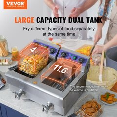 Фритюрница Vevor, 3000/3000W, 12L цена и информация | Фритюрницы | pigu.lt