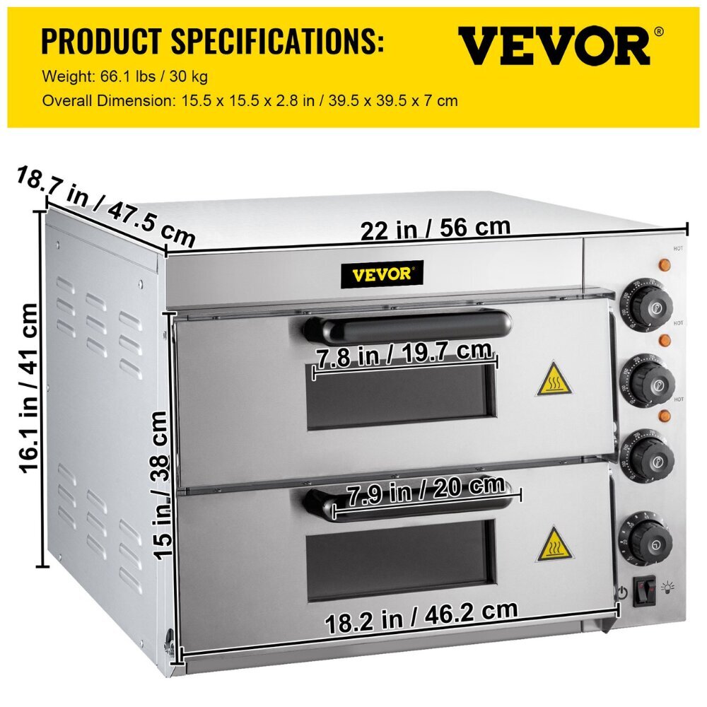 Profesionali picos orkaitė Vevor, 3000W, 220/240V kaina ir informacija | Orkaitės | pigu.lt