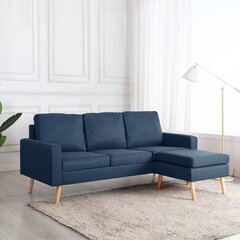 Trivietė sofa su pakoja, mėlyna цена и информация | Диваны | pigu.lt